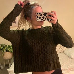 BDG dark green cable sweater